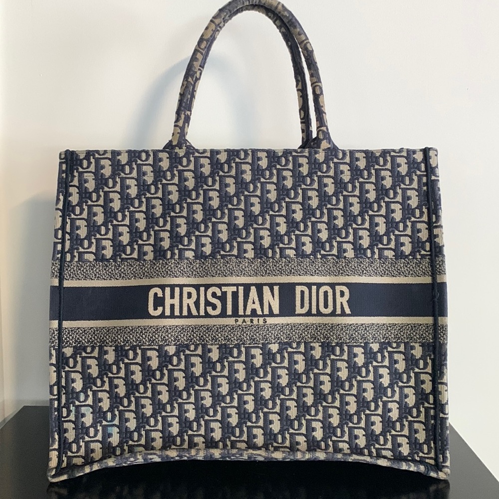 Large Navy Dior Book Tote Good Condition